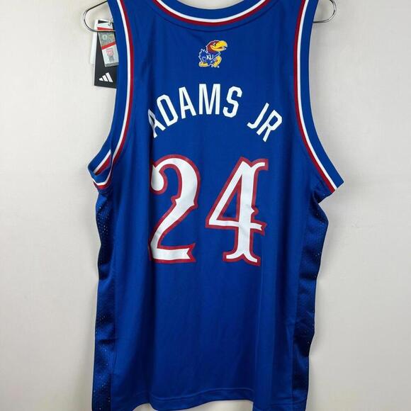 Adidas Kansas Jayhawks #24 Adams Jr Jersey Men’s L Royal Blue NCAA Basketball - Picture 6 of 9